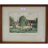 Marcel Jacque - 'Barbizon', a pair of etchings with hand-colouring, both signed, titled and dated