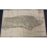 F. Bryer (engraver) - 'Sussex' (Map of the County), engraving in 24 sections, folded and backed onto