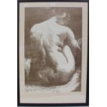 Louise C. Blair - Seated Female Nude, 20th century linoprint, signed in pencil recto, labels