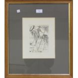 Salvador Dali - Don Quixote, etching on wove paper, label verso, published by the Collectors Guild