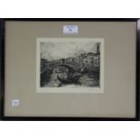 E. Fertucci - 'Rialto' and 'Lagundi' (Venetian Scenes), a pair of 20th century etchings, both signed