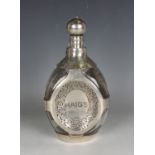 A Haig's whisky silver mounted clear glass dimple decanter and stopper, the three dimpled sides each