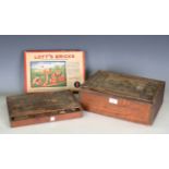 Two sets of German 'Richter's Anchor' building blocks, both in original wooden cases, width 36cm,