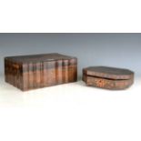 A 19th century Ceylonese coromandel work box, the hinged lid enclosing a compartmentalized interior,