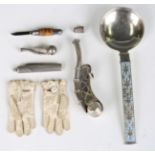 A Scandinavian .925 silver and enamel spoon, length 13.5cm, a miniature silver pocketknife, length