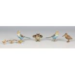 A group of seven late 19th and early 20th century Viennese cold painted bronze model birds,