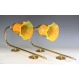 A pair of late 20th century gilt brass single light wall sconces by Christopher Wray, each mottled