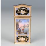 A fine early 19th century gold and enamelled aide-mémoire with watch, probably Swiss, the tapered