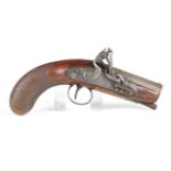 A late 18th/early 19th century flintlock overcoat pistol by Fisher, London, with sighted octagonal