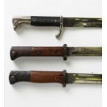An early 20th century Czechoslovakian Mauser bayonet, blade length 29.5cm, with steel scabbard,