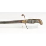 A George III period naval officer's small sword with single-edged fullered blade, blade length 58.