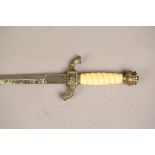 A First World War period Turkish naval dress dagger with double-edged blade, blade length 33.5cm,