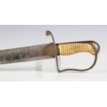 A 1796 pattern officer's sabre with curved single-edged blade, blade length 77.5cm, engraved overall
