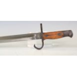 An early 20th century Japanese Type 30 Arisaka bayonet with single-edged fullered blade, blade