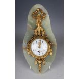 An early 20th century French ormolu and onyx wall timepiece, the movement with platform