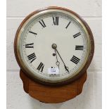 A late Victorian mahogany drop dial wall clock with eight day single fusee movement striking on a