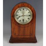 A late Victorian mahogany cased mantel timepiece, the movement with platform escapement, the