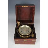 A mid-19th century marine chronometer, the two day chain fusee movement with maintaining power and