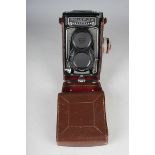 A Franke & Heidecke Rolleiflex grey twin lens reflex camera, No. 2105455, with Heidosmat 1:2.8/75