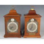 A 20th century mahogany mantel timepiece with Rotherhams movement, the brass breakarch dial with