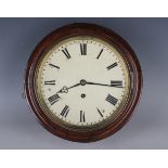 A Victorian rosewood circular cased wall timepiece with eight day single fusee movement, the 8-