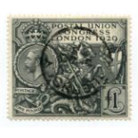 A Great Britain 1929 PUC £1 black, fine used with Guernsey postmark.Buyer’s Premium 29.4% (including