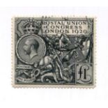 A 1929 PUC £1 black stamp, fine used.Buyer’s Premium 29.4% (including VAT @ 20%) of the hammer