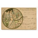 An album containing approximately 160 postcards of glamour, Art Nouveau and Art Deco interest,