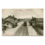 A collection of approximately 85 postcards of French railways and locomotives, including printed