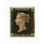 An 1840 1d black 4 margins with red Maltese Cross.Buyer’s Premium 29.4% (including VAT @ 20%) of the