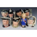 Seven large Royal Doulton character jugs, comprising Granny, Capt Ahab, Don Quixote, The London '