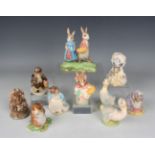 Ten Beatrix Potter figures, comprising six Royal Albert examples, Ribby and the Patty Pan,