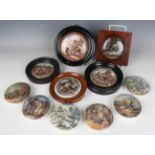 Five framed pot lids, comprising Lobster Sauce, Shells, Cattle and Ruins, Shakespeare's House and