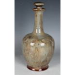 A Royal Doulton stoneware decanter bottle and stopper, early 20th century, the tapered ovoid body