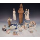 A Lladro matt Franciscan Monk figure, No. 2060, together with seven other pieces of Lladro,