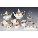 A Royal Albert Old Country Roses pattern part service, some second quality, comprising a two-tier