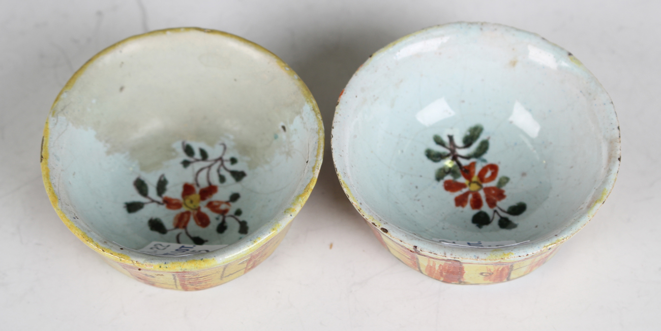 A pair of French faience tulip vases, probably Strasbourg, mid-19th century, of flattened urn - Image 3 of 12