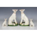 A large pair of Miranda Smith models of cheetahs, late 20th century, in Staffordshire style,
