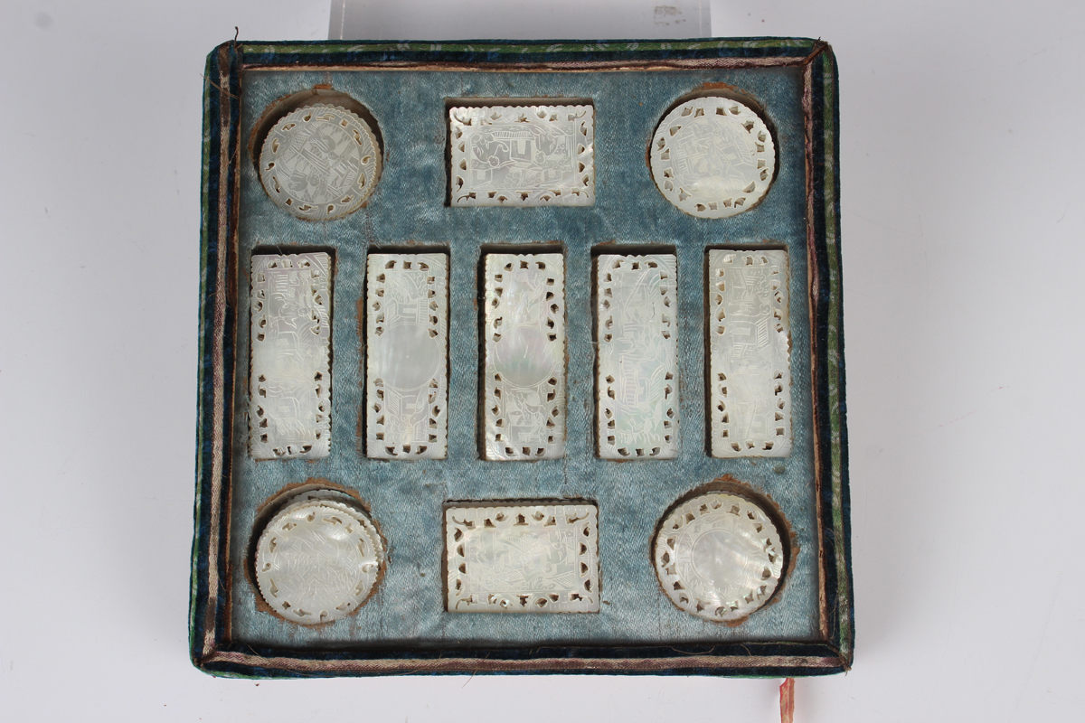 A set of Chinese Canton export mother-of-pearl gaming counters, mid to late 19th century, each - Image 10 of 10