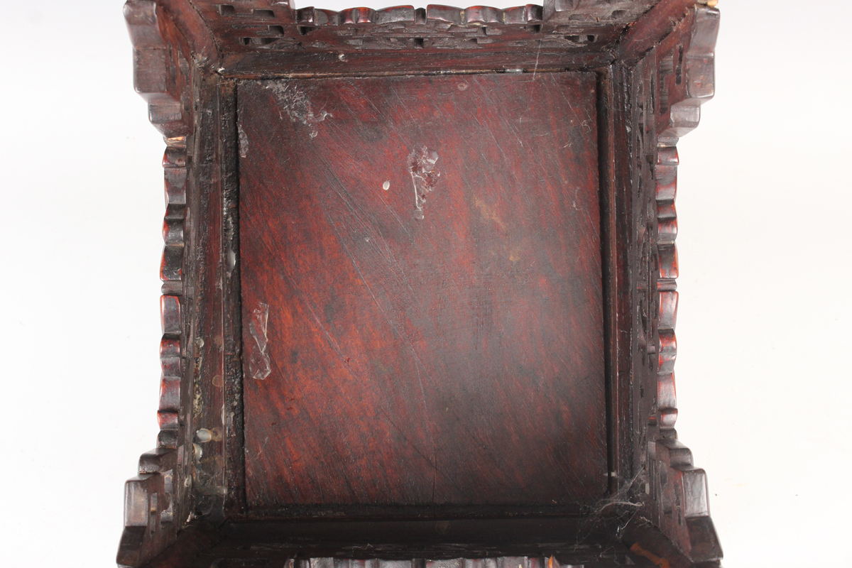 A Chinese hardwood quartetto nest of occasional tables, late Qing dynasty, each rectangular panelled - Image 2 of 22