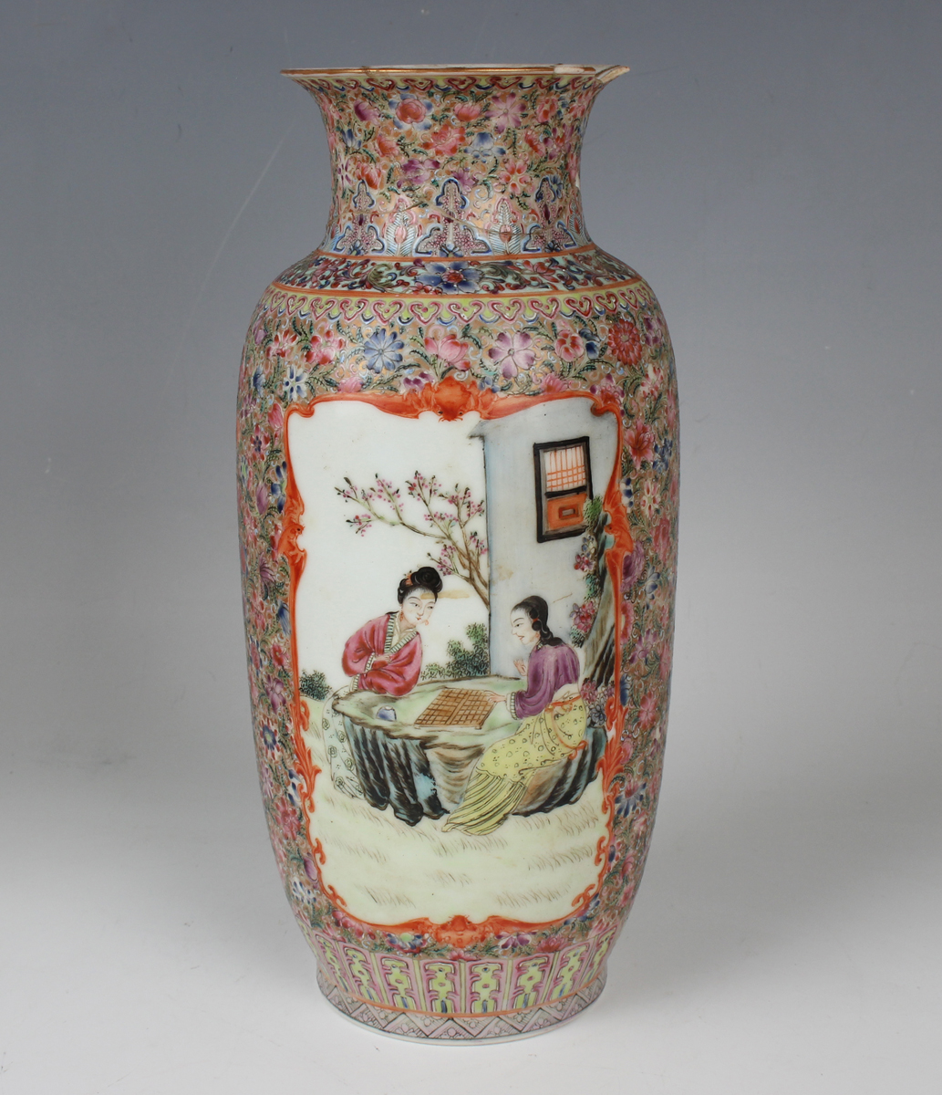 A Chinese iron red decorated porcelain vase, mark and period of Daoguang, the ovoid body painted - Image 9 of 21