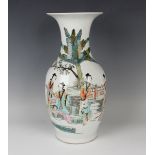 A Chinese porcelain vase, Republic period, the ovoid body and flared neck painted with a scene of