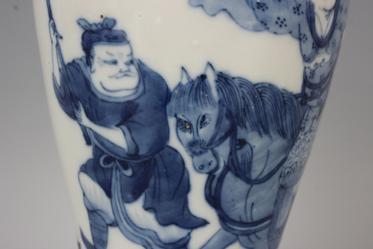 A Chinese blue and white porcelain meiping, probably 20th century, the baluster body painted with - Image 5 of 9