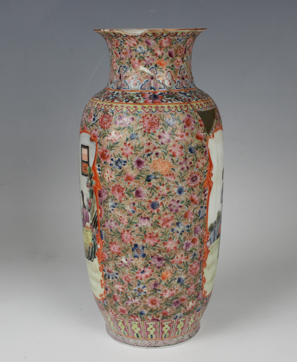 A Chinese iron red decorated porcelain vase, mark and period of Daoguang, the ovoid body painted - Image 8 of 21