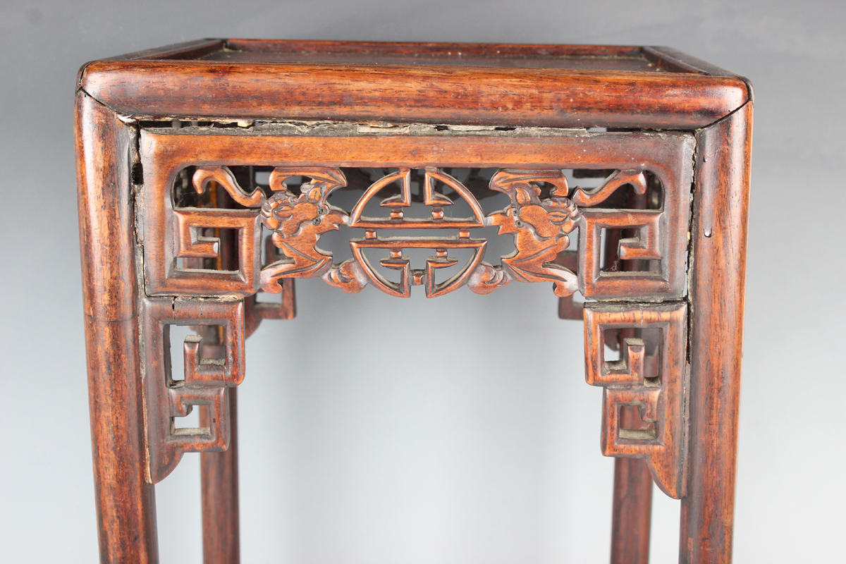 A Chinese hardwood quartetto nest of occasional tables, late Qing dynasty, each rectangular panelled - Image 4 of 22