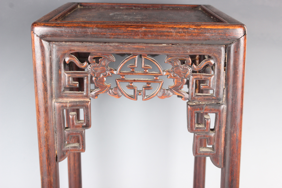 A Chinese hardwood quartetto nest of occasional tables, late Qing dynasty, each rectangular panelled - Image 3 of 22