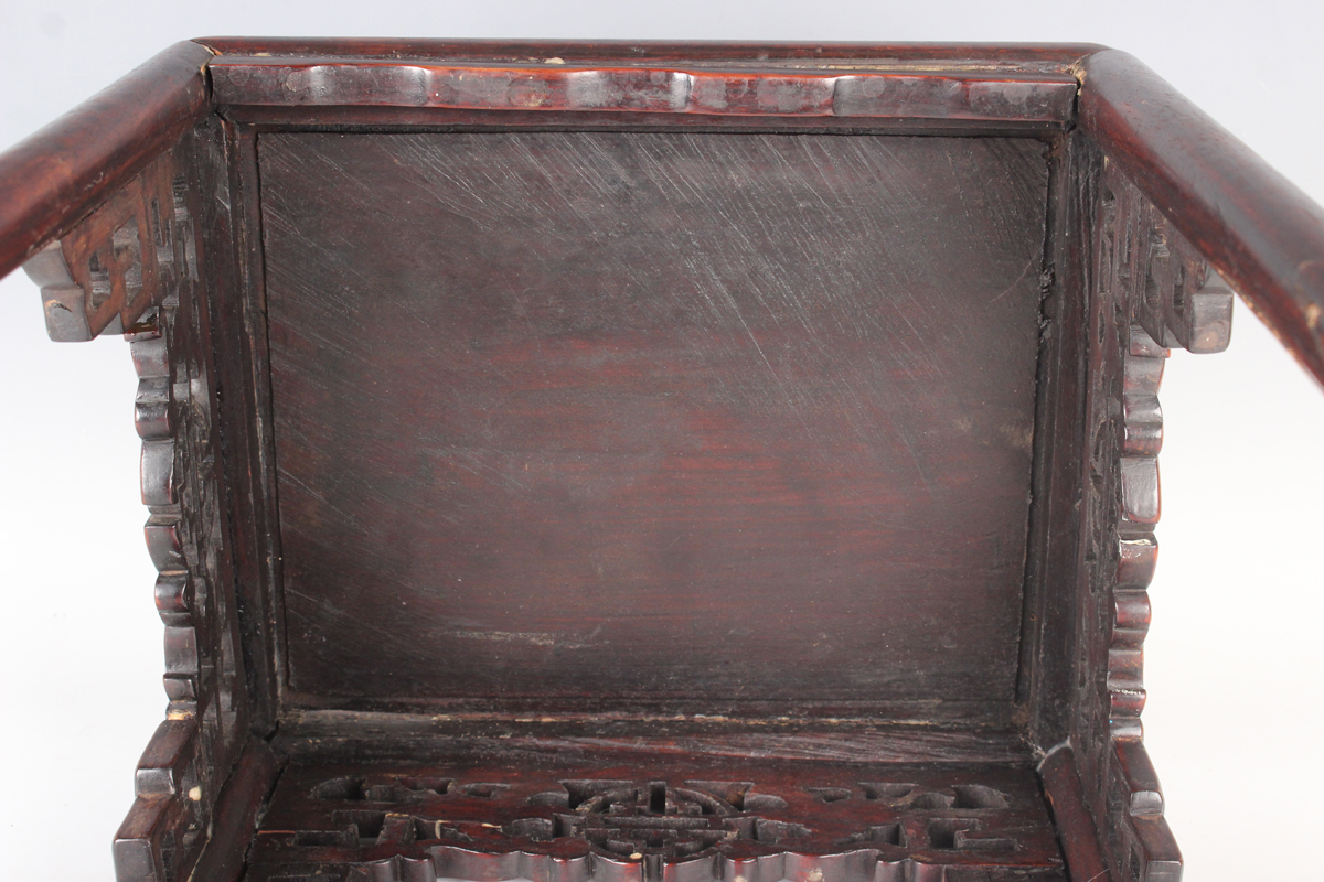 A Chinese hardwood quartetto nest of occasional tables, late Qing dynasty, each rectangular panelled - Image 8 of 22
