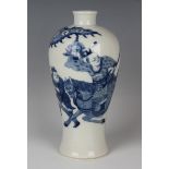 A Chinese blue and white porcelain meiping, probably 20th century, the baluster body painted with