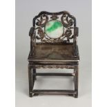 A Chinese export silver miniature armchair by Luen Wo, early 20th century, the pierced floral and