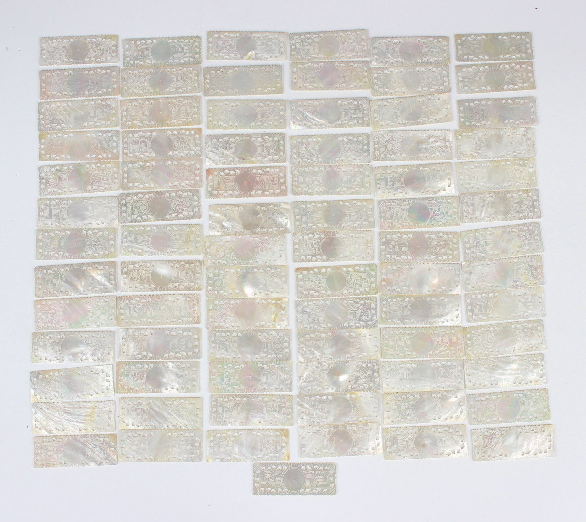 A set of Chinese Canton export mother-of-pearl gaming counters, mid to late 19th century, each - Image 6 of 10